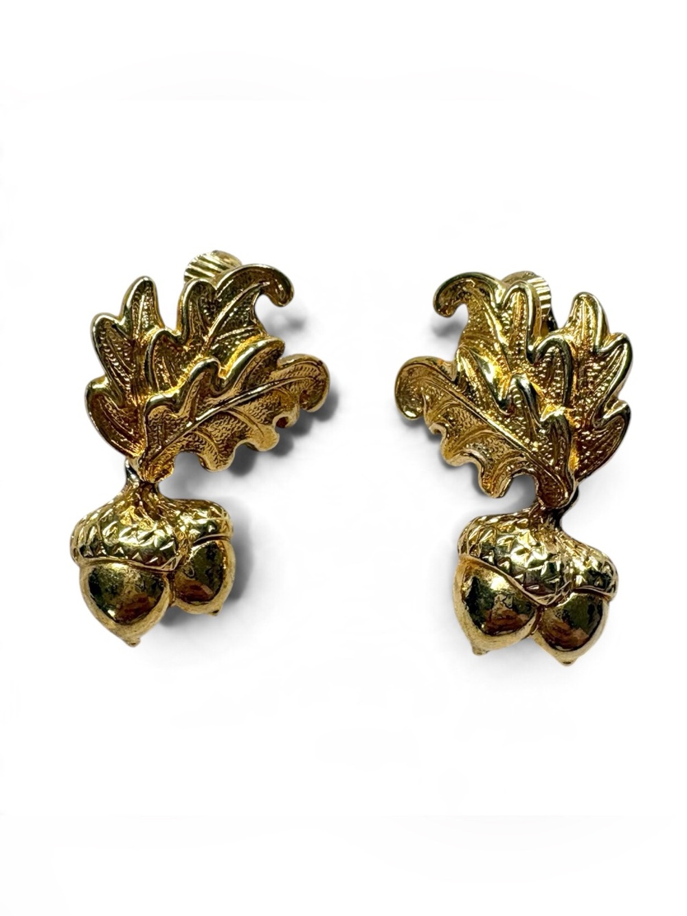 Vintage Avon Earrings - Falling Acorns Gold Tone Clip-on